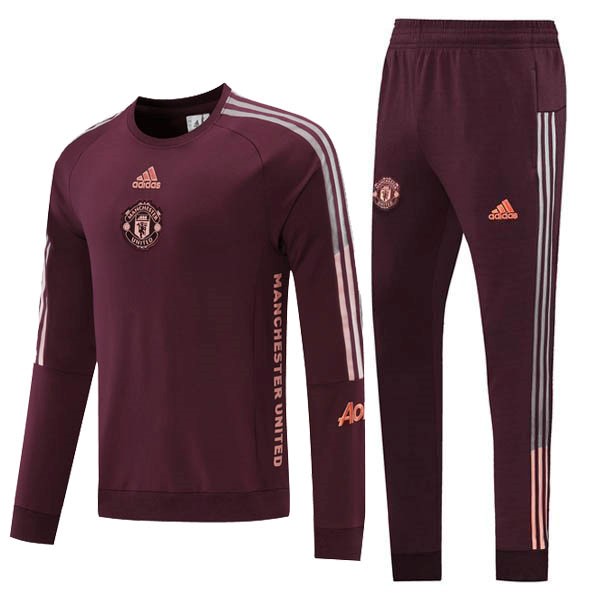 Trainingsanzug Manchester United 2021-22 Burgund Fussballtrikots Günstig